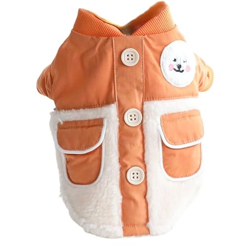 AZA Dog Costume Thick Winter Jacket Coat Cute Double Pockets Clothes for Pets Boy for Small Dogs Cat Girl Outfits Dog Fall Warm Costumes (XS,Orange)