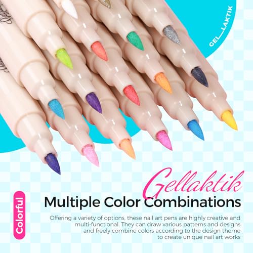 Image of 6 Colors 3D Nail Art Pens 0.7mm, Waterproof Quick Dry for DIY Nail Design | Acrylic Nail Markers for Liner, Dotting & Painting. Home & Salon DIY,Beginners Friendly,Christmas and Halloween Nail Art