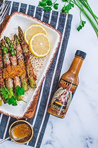 Hellfire Devil's Gold Hot Sauce, Multi Award-Winning, Gourmet Fruit-Based Hot Sauce, Features Yellow Super Hot Peppers And Exotic Fruits, Amazing Sweet Heat, 5 Oz. #TOP2