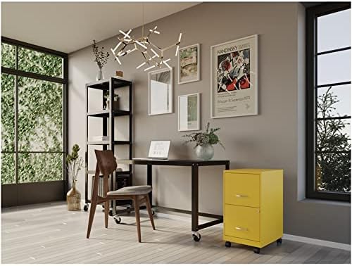 Miniatura 2 de UrbanPro Archivador vertical móvil de metal de 18" con 2 cajones en amarillojilguero