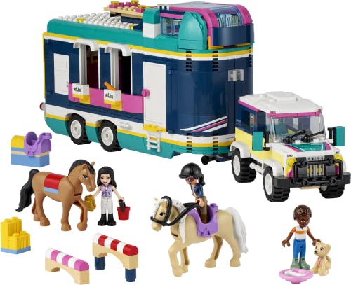 Image of LEGO 41722 Friends The Horse Competition Trailer: Equestrian Toy, Equestrian Competition with Horse Trailer, Car, Building Kit, for Boys and Girls From 8 Years Old