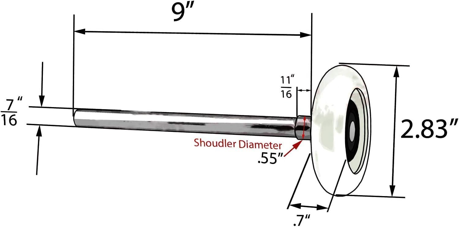 Steel Industrial Garage Door Rollers, 2.83" Stem, 2 Pack (Silver)