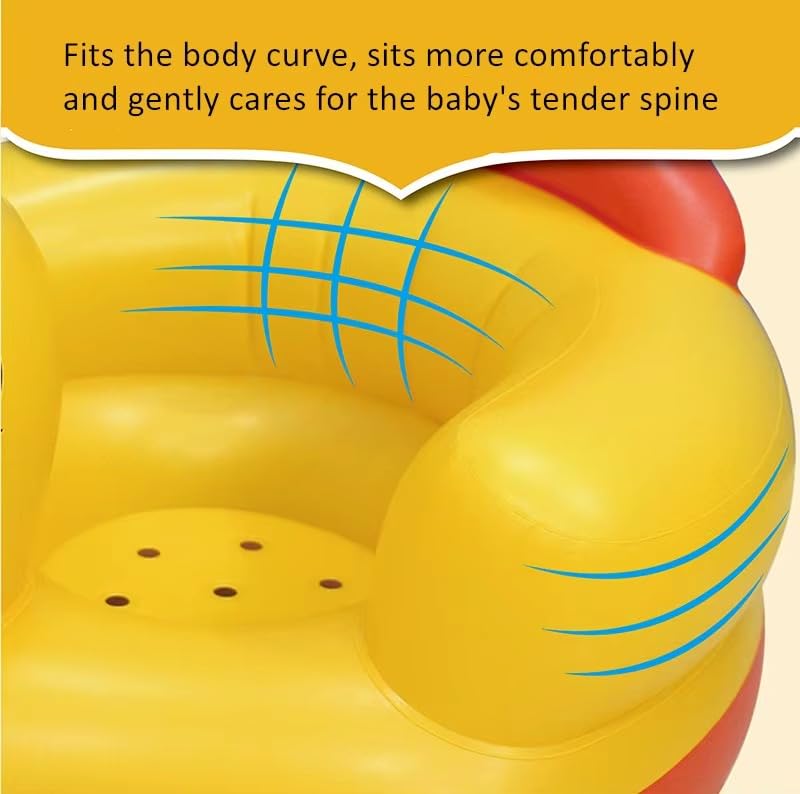 Image of Baby Sitting Chair for 3-36 Months, Inflatable Sofa seat with Air Pump | Portable Feeding Booster for Kids | Cushion Back Support for Infants | Chairs Sitter for Outdoor Kids