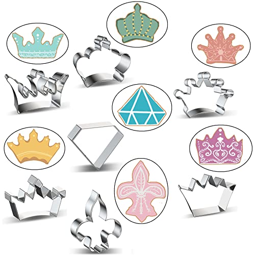Crown Cookie Cutter Set Of 7 Pcs, Stainless Steel Princess Crown Series Cookie Cutters Fondant Baking Molds #TOP4