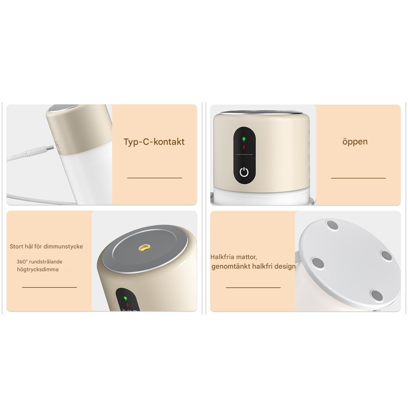 Humidificador portátil de viaje silencioso de 300 ml con luz LED | Humidificador de plantas de interior para el hogar, oficina, hotel, escritorio, alivio para tos y aire seco