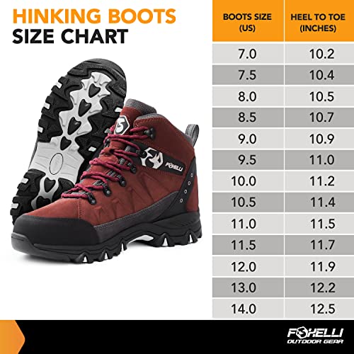 image for Foxelli Men’s Hiking Boots – Waterproof Breathable & Lightweight S