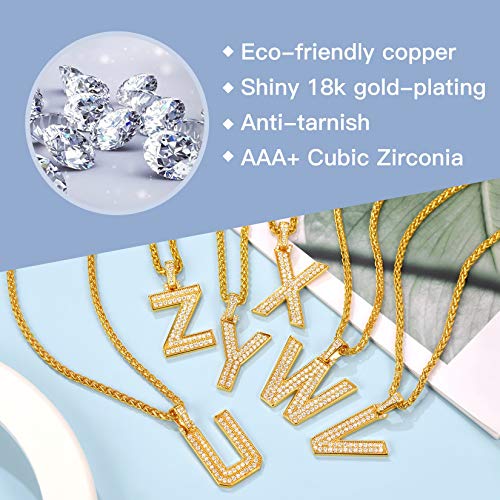 Collier homme lettre plaqué or, cadeau idéal avec pendentif initiale en zirconium brillant - 4
