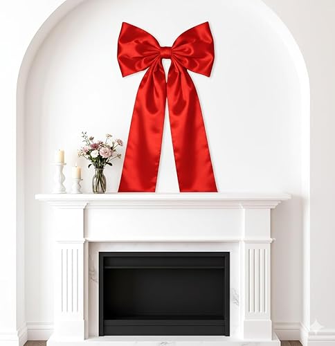 Cheerupp Large Red Bow for Room Decor, 12 x 22 Inches Big Satin Ribbon Tie Bow, 