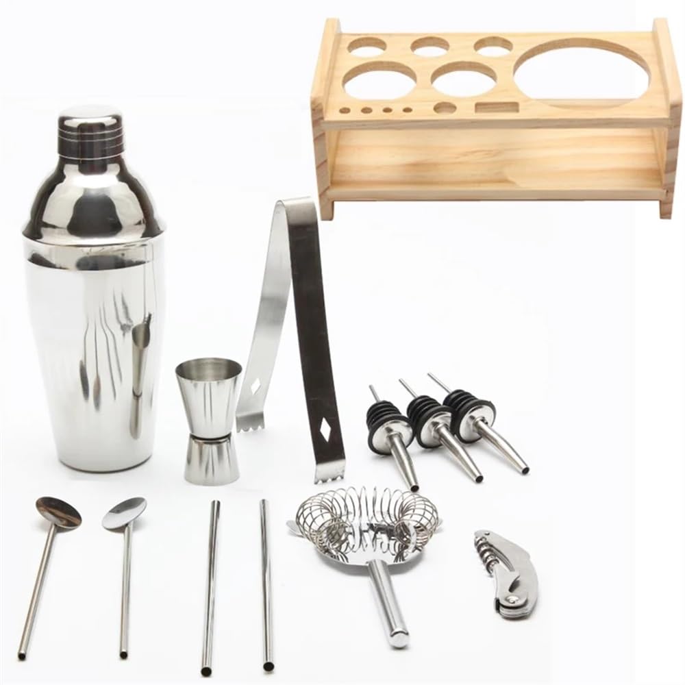Juego de coctelera de acero inoxidable de 12 piezas que incluye colador de bebidas, abridor, mezclador, bar, herramientas de vino, accesorios, increíble experiencia de mezcla de bebidas(12 P