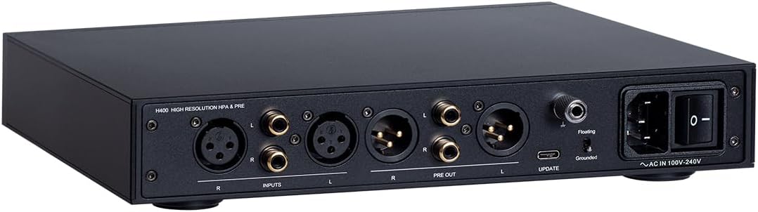 SMSL H400 Headphone Amplifier,4.4mm Balanced,XLR Balanced,6.35mm Single-Ended,16-600Ω High Output Power,Preamp Output,Fully Balanced Design,High,Medium and Low Gain,with Remote Control (Black)