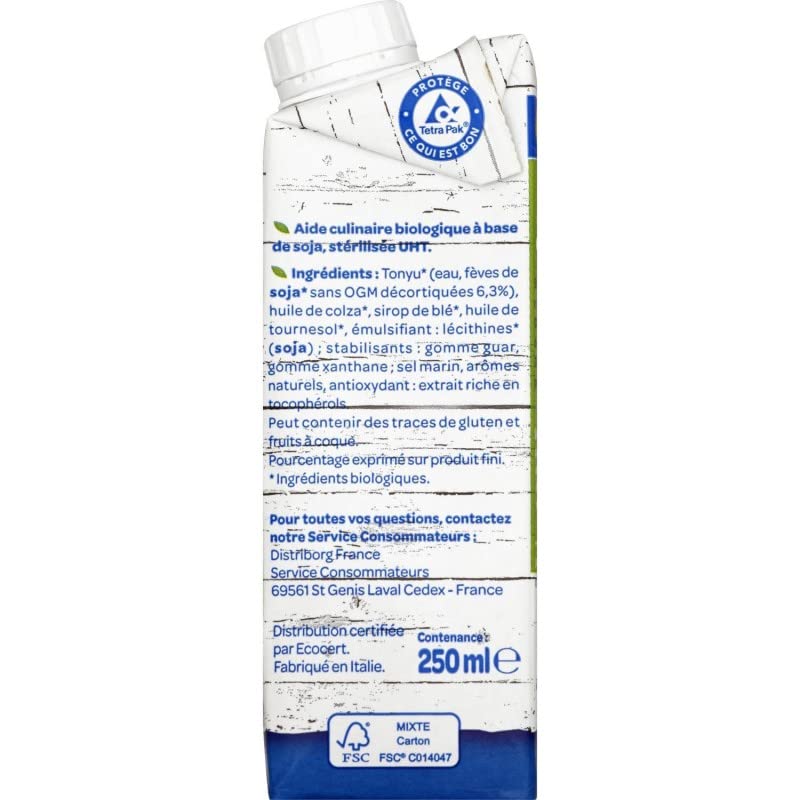 BJORG - Bjorg Soja Cuisine - Alternative Bio et Végétale à la Crème Fraîche - 25 cl - Pour une Alimentation Saine et Respectueuse de l'Environnement. - Lot De 6 - Vendu Par Lot