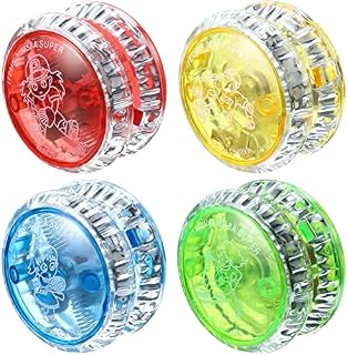 Sumind 4 Pieces LED Light Beginner String Trick Ball for Kids Plastic Entertaining Responsive Ball for Beginner Party Favors (Random Colors)