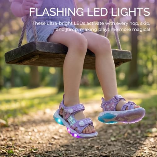Image of Disney Girls Frozen LED Light Up Sandal Outdoor Slipon Quick Dry Waterproof Shoe Size 5-10 Toddler 11-12 Little Kid