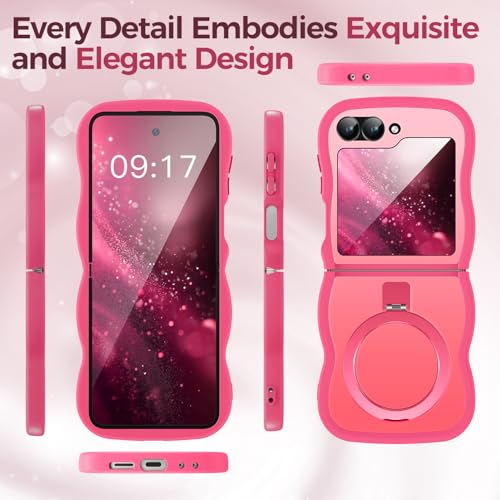Image of Cute Wavy Magnetic Stand Case for Galaxy Z Flip 6 /5 Fit for MagSafe