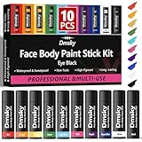 Dmsky 10 Packs Eye Black Sports Stick for Football, Baseball, Softball-Anti-Glare Face Body Paint Stick Kit,Water-Proof Eye Sports Paint Sticks,10 Color Eyeblack Painting Kit for Athletes & Fans