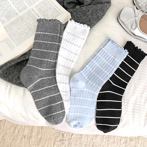 Image of Women's Cute Crew Socks, Casual Athletic Cotton Bowknot Cherry Calf Novelty Socks for Women