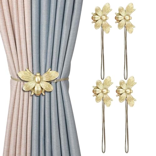 Dodolo Fermatende magnetici in resina, con api dorate, per tende, accessori per la decorazione della casa, set di 4
