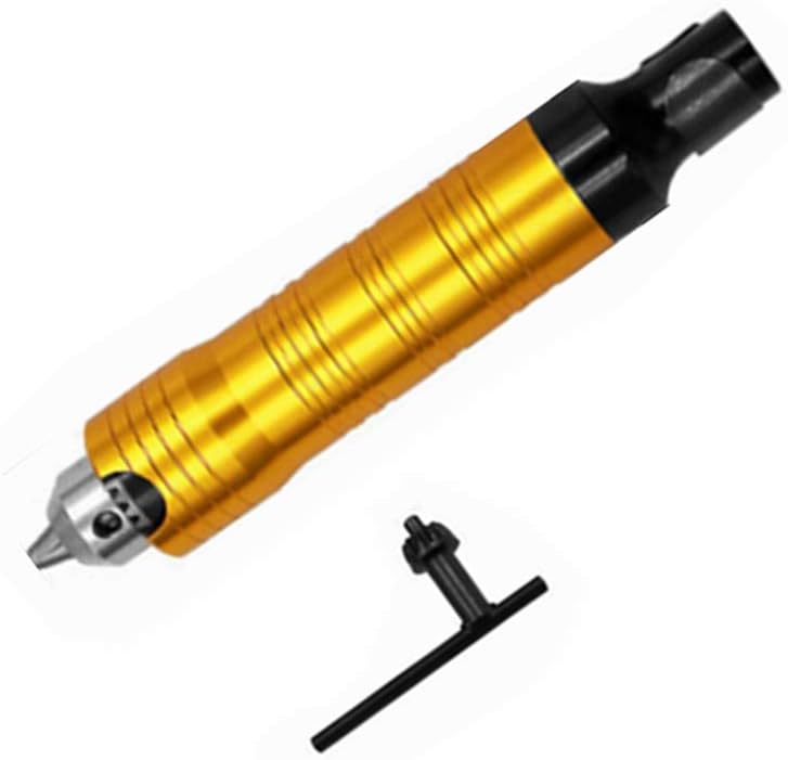 0.3-6.5mm Flex Shaft Drill Chuck Handle Adapter Attachment, Flexible Shaft Fits for Dremel Compatible Rotary Angle Grinder Tool with Wrench (0.3-6.5mm, Gold)