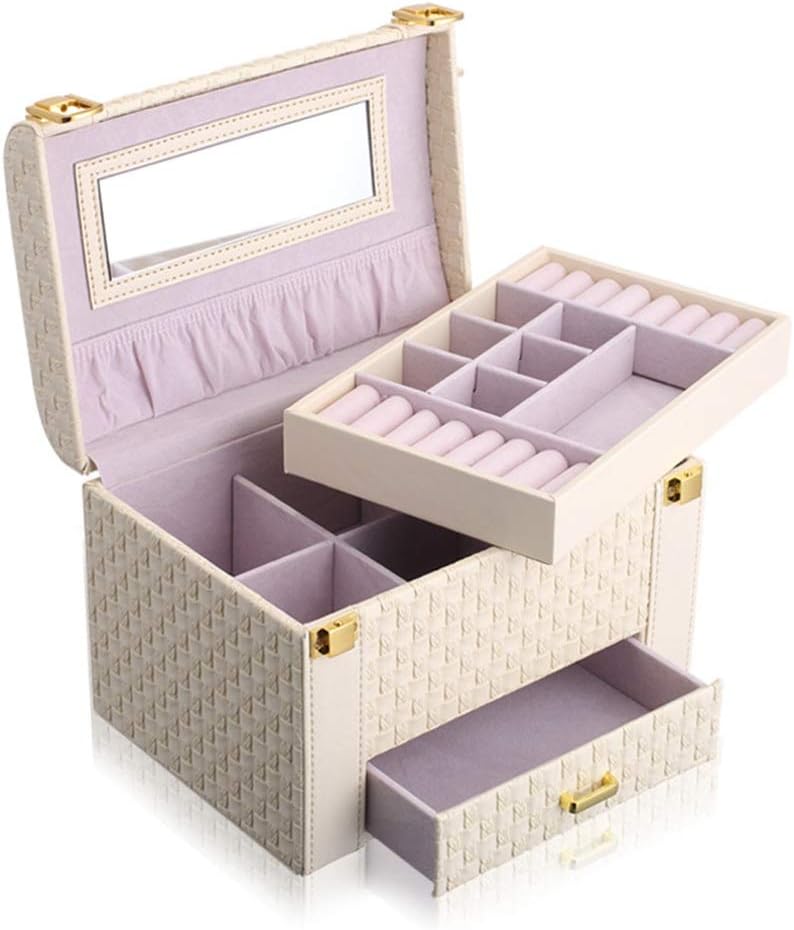 QiHaoHeji Travel Jewellery Case Non-woven Jewelry Box Jewelry Storage Box Cosmetic Box Jewelry Box For Your Family And Friends The Gift Of Love Personalised Gifts for Her (Color : Off-white)