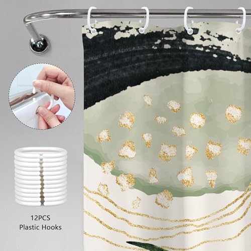 Mitpok Grey Green Boho Abstract Tropical Palm Bathroom Shower Curtain Set by Mitpok - Used condition - Image 4