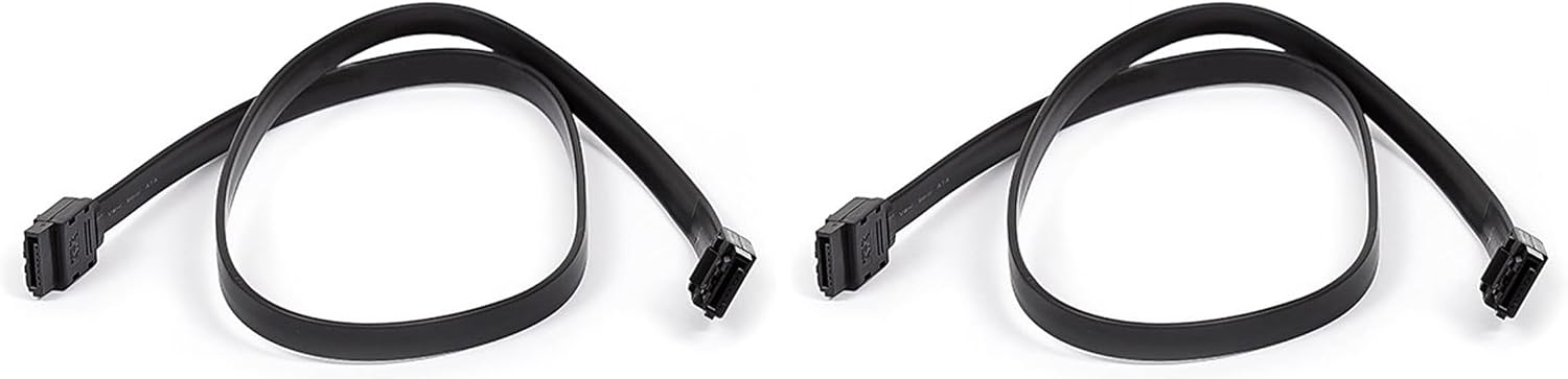 Monoprice Data Cable - 2 Feet - Black | SATA 6Gbps Cable with Locking Latch, Data Transfer speeds of up to 6 Gbps (Pack of 2)