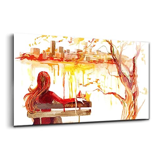 Tableau verre coloré 140x70cm paysage d'automne peinture décoration murale