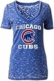 Chicago Cubs Ladies T-Shirt V-neck Burnout Walking Bear 11834 (Large)