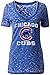 Chicago Cubs Ladies T-Shirt V-neck Burnout Walking Bear 11834 (Large)