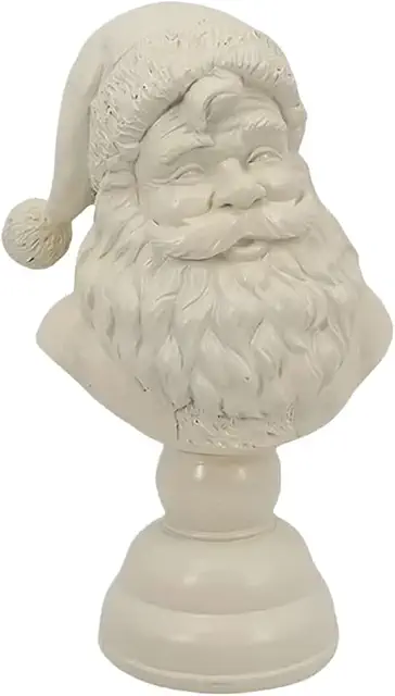 Santa Head Half Body Figurine - Collectible Christmas Ornament Statue