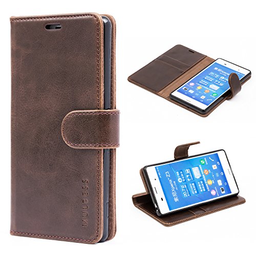 Mulbess Funda Sony Xperia Z3 [Libro Caso Cubierta] [Vintage de Billetera Cuero de la PU] con Tapa Magnética Carcasa para Sony Xperia Z3 Case, Vintage Marrón