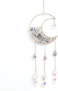Crystal Decor Tree of Life Decor Suncatchers for Windows Hanging Crystals and Healing Stones Amethyst Moon Crystal Sun Catcher Window Hanging
