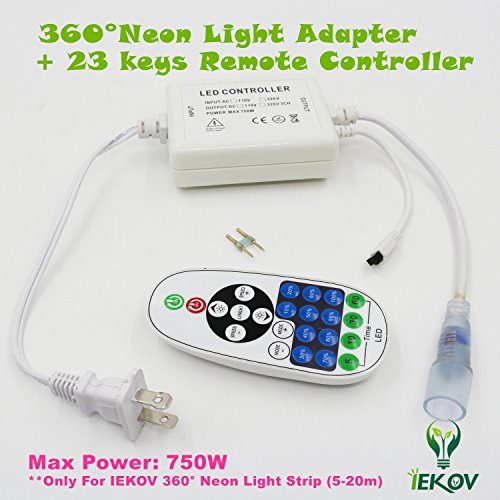 [Upgrade] 360° Led Neon Light, Iekov™ Ac 110-120V Flexible 360 Degree Led Neon Strip Lights, Dimmable & Waterproof Neon Led Rope Light + Remote Controller For Decoration (32.8Ft/10M, White) #TOP4