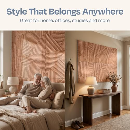 Image of XL Acoustic Wall Panels 6-Pack Decorative Acoustic Panels High Density Sound Absorbing Wall Art 70.86X47.24 Inches with Self-adhesive for Studio Home and Office - Teak Wood Finish