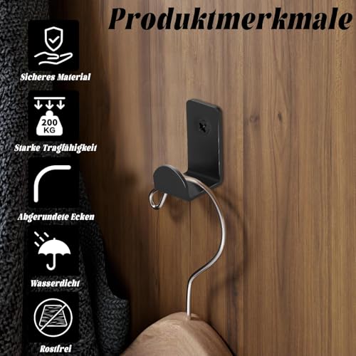 zeyedemo 16 Stück Garderobenhaken, Kleiderhaken Schwarz aus Metall, geeignet für die Wandmontage in Fluren, Wohnzimmern, Badezimmern und Garderoben