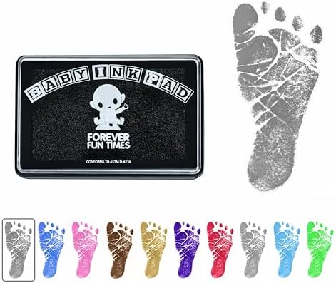 Baby Hand and Footprint Kit by Forever Fun Times | Get Hundreds of Detailed Prints with One Baby Safe Ink Pad | Easy to Clean, and Works with Any Paper or Card | Clean and Safe (Small Black)