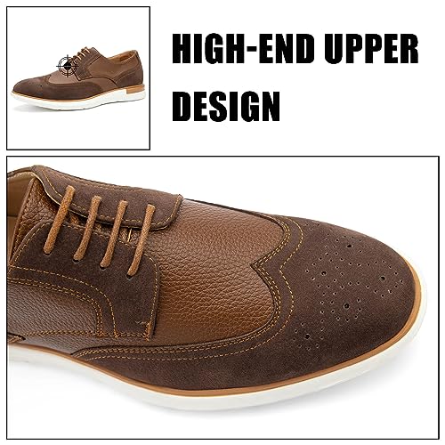 JITAI Men's Casual Oxford Dress Shoes Classic Modern Business Lace-up Wingtip Shoes2