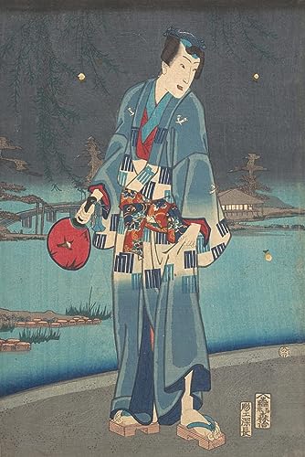 Toile avec Image Imprimer Genji Firefly de Kunichika, impression d'art haut de gamme 60x90cm
