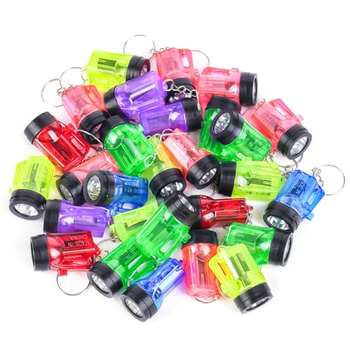 flintronic 28 Mini Linterna Llavero, Pequeña Linterna LED para Niños, Mini Linterna para Emergencias al Aire Libre, Juguete para Cumpleaños Infantiles, Clases Escolares, Fiestas Favoritas(6 Colores)