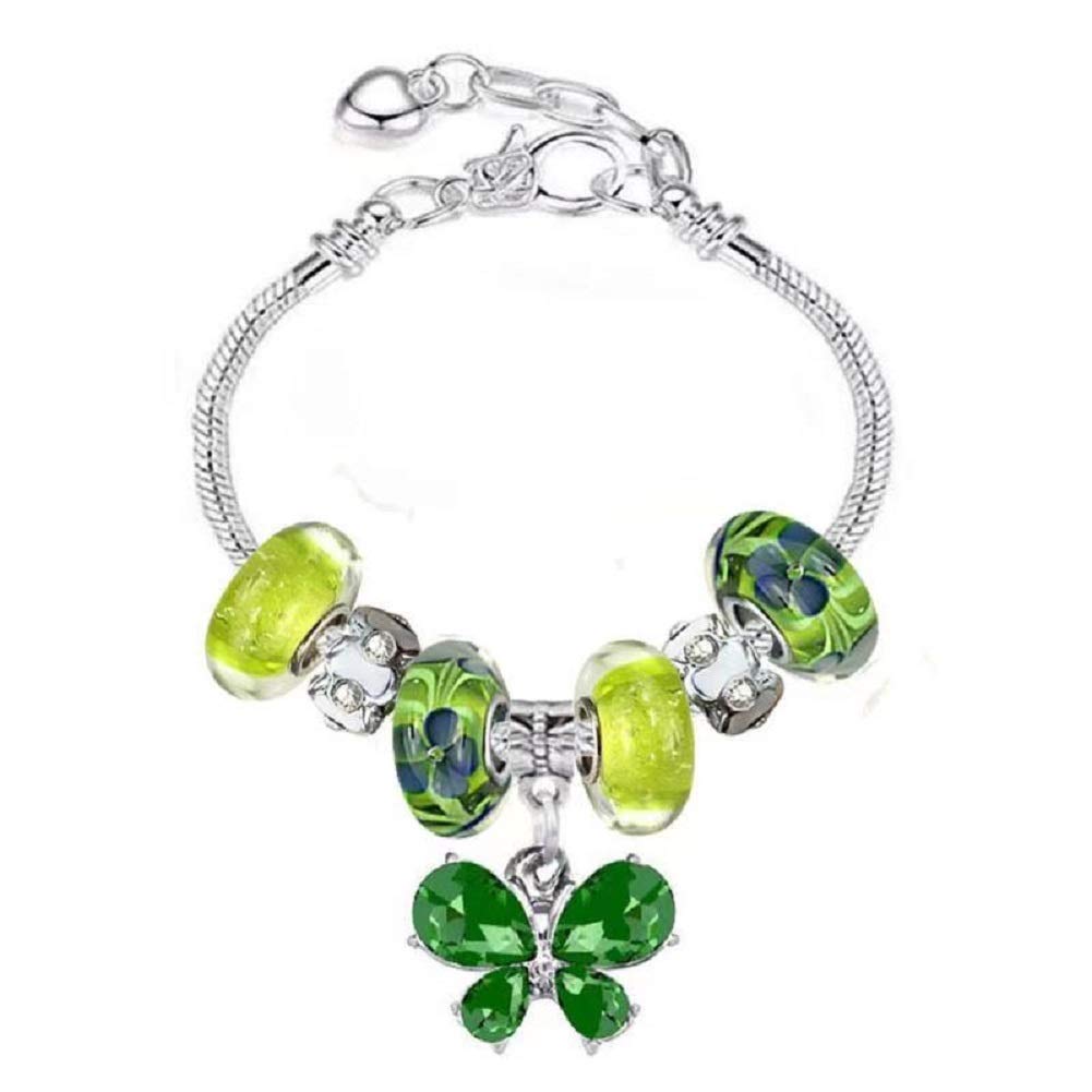 White BirchFit Pandora Bracelets with Charms Ideas Adjustable 6.7-8.3 Inch Butterfly and Flower Jewelry