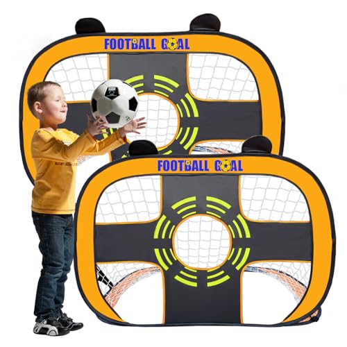 BILIONE 2 Pack Soccer Goals for Kids, 4x3 FT Pop Up Soccer Net with Carry Bag, Portable Toddler Football Goals Training Equipment for Outdoor Backyard Game
