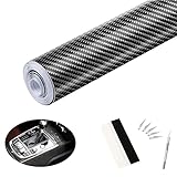 sfesnid 6D Carbon Folie + Folierungs-Werkzeug-Set, selbstklebend Autofolie Lackschutzfolie DIY aus Carbon Vinyl (300cm*30cm)