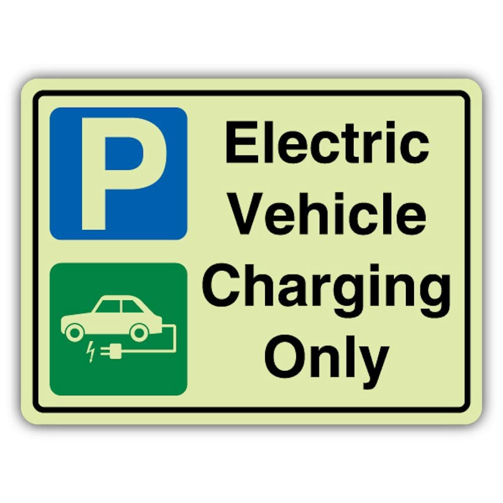 V Safety - Señal de seguridad fotoluminiscente para vehículos eléctricos (600 x 450 mm), vinilo autoadhesivo, doble brillo