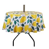 ColorBird Spring & Summer Yellow Lemon Printed Outdoor Tablecloth Water Resistant Spillproof...