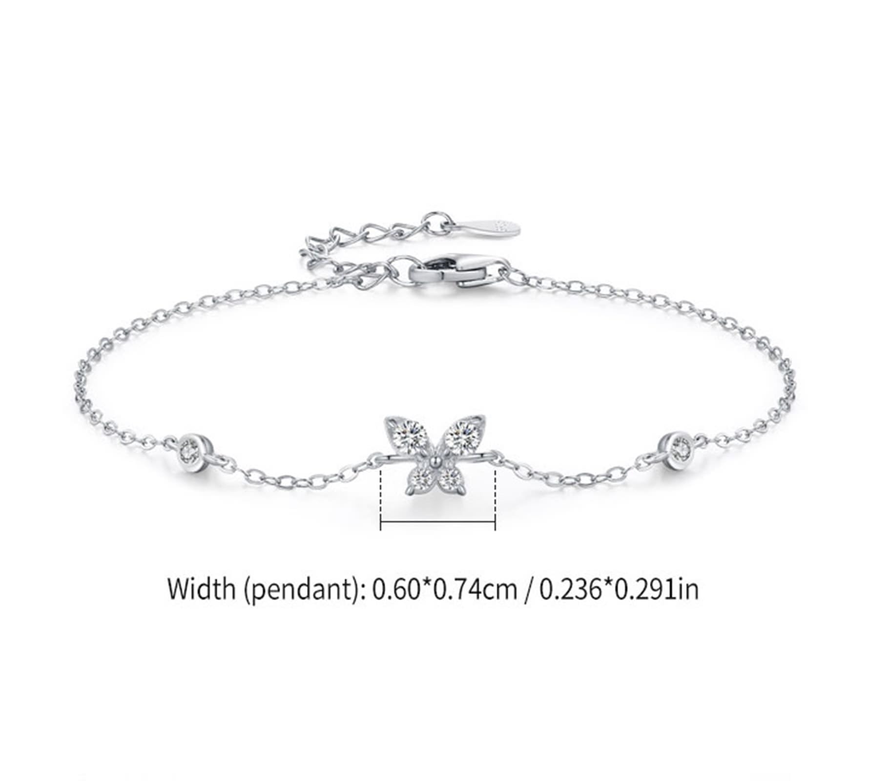 Pulseras de oro amarillo 750 de 18 quilates para mujer, cadena de mariposa con diamante auténtico, brazalete de platino 950