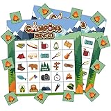41Pcs Camping Bingo Game Cards for Kids - Camp Adventure Party Games with 24 Players - Jungle Bingo Cards Chips for Kids Family Travel Indoor Outdoor Activities School Classroom Birthday Supplies