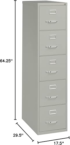 Miniatura 2 de Lorell Fortress Archivador de metal con bloqueo, 5 cajones, 26.5 x 15 x 61.6 pulgadas, gris claro