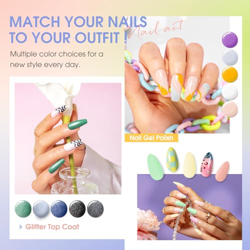 Image of ROSALIND 80PCS Gel Polish Set, 75 Colors Gel Nail Polish with Glossy Matte Glitter Top Coat Base Coat Multi-Colred u v Nail Polish Kit Soak Off Nail Set for Women