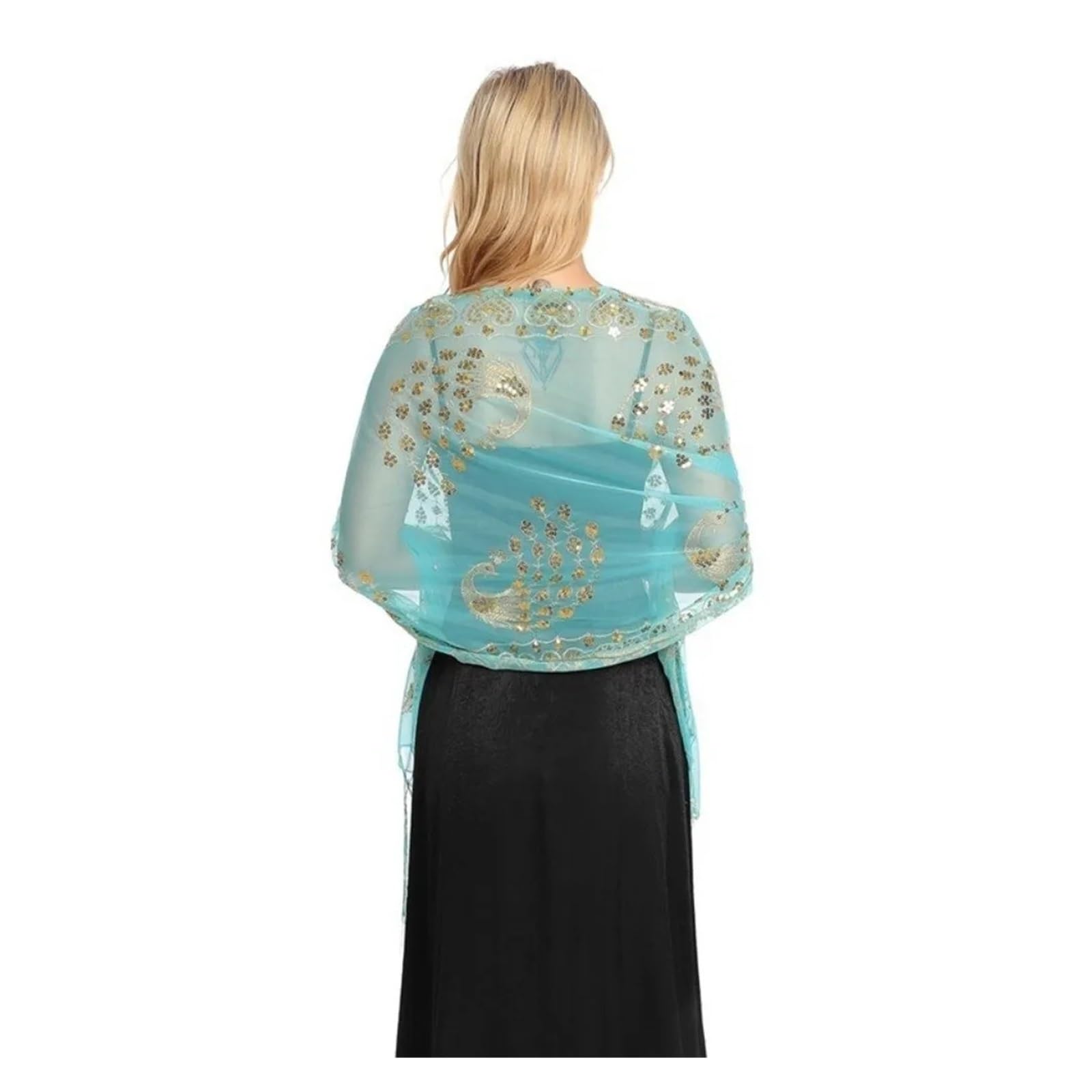 Chal de lentejuelas brillantes Lentejuelas Elegante Mantón De Boda Bordado Encaje Hueco Floral Bufanda Transparente Tul Transpirable