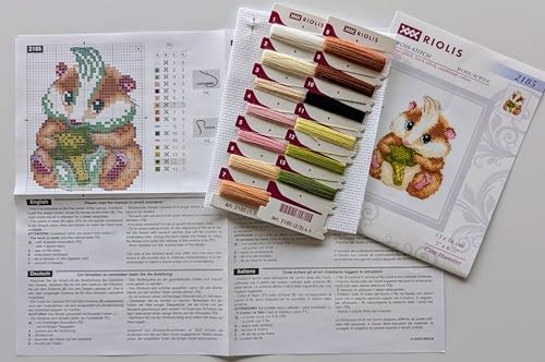 Image of RIOLIS - Cute Hamster 2185, Animals Cross Stitch Kits 5 inch x6, Cross Stitch Kits for Beginners & Advanced, Crossstitching Kits Adult, Counted Stitching Kits, Embroidery Kit