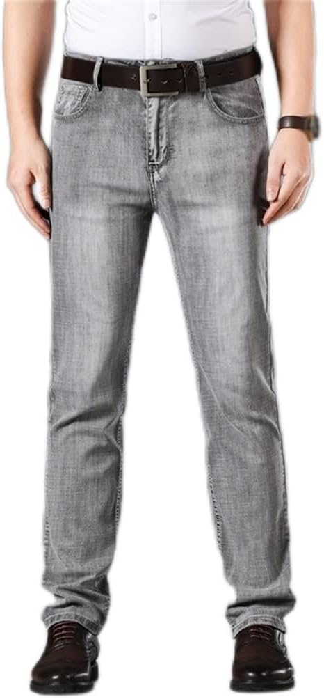 Denim Trousers Pants Male Men Grey Casual Jeans Business Stretch Straight Men's